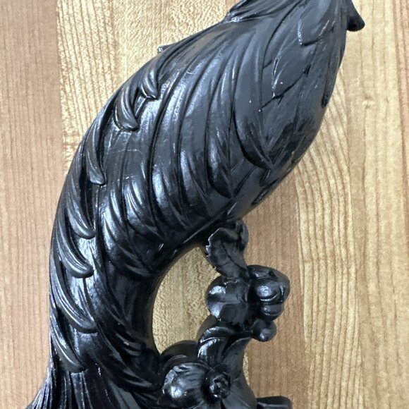 Black Peacock Peahen Bird Tall Vintage USA Hollywood Regency - Picture 7 of 16